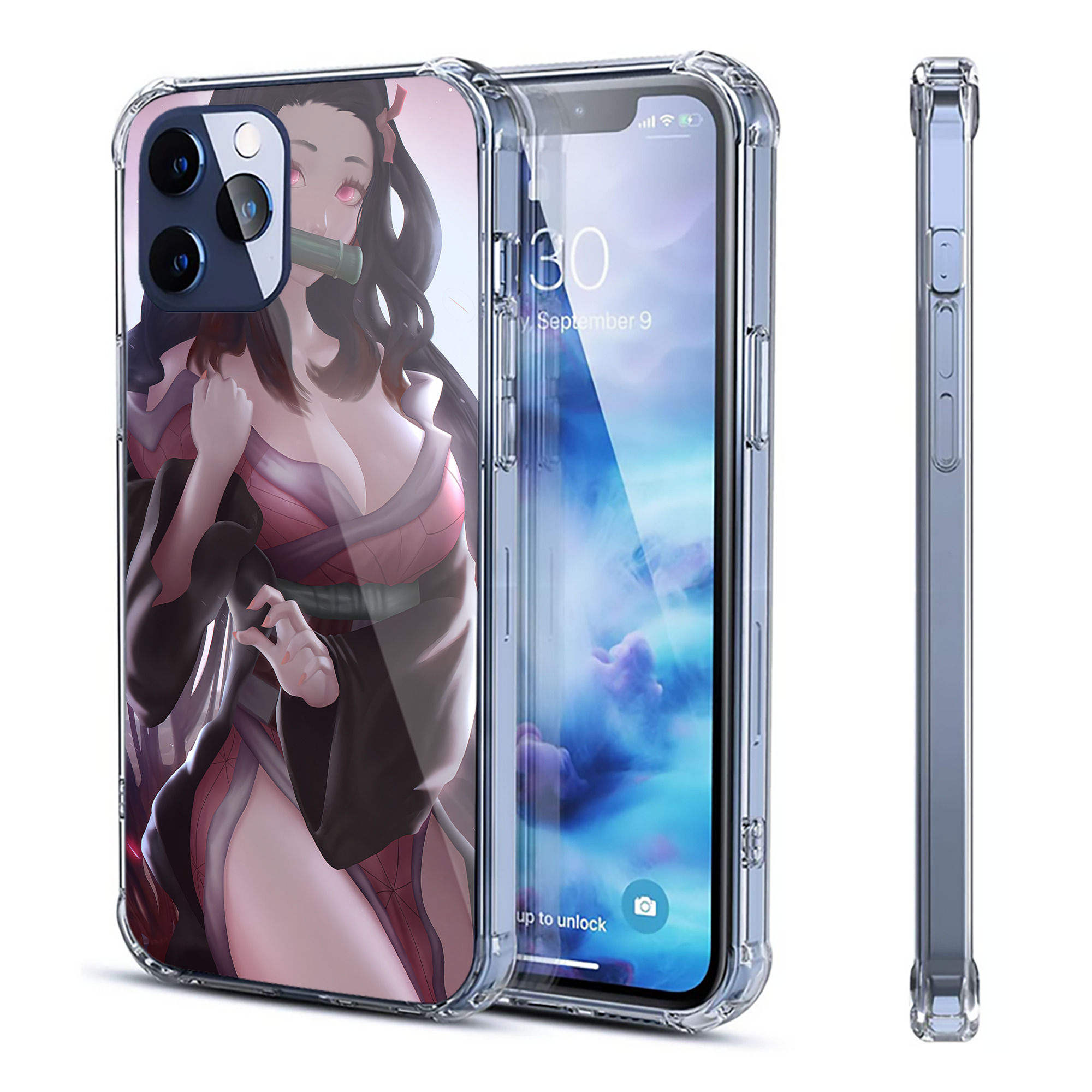 （画像用） 鬼滅の刃（きめつのやいば）竈門 禰󠄀豆子／かまど ねずこ Kamado Nezuko 【iPhone 12シリーズ対応】透明スマホケース（クリアソフトケース）